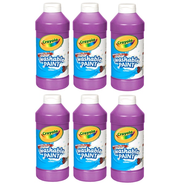 Washable Paint, Violet, 16 oz. Bottles, PK6